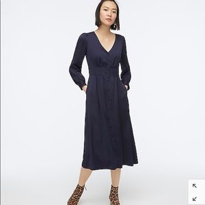 J Crew Button-front A-line Midi Dress Long Sleeve